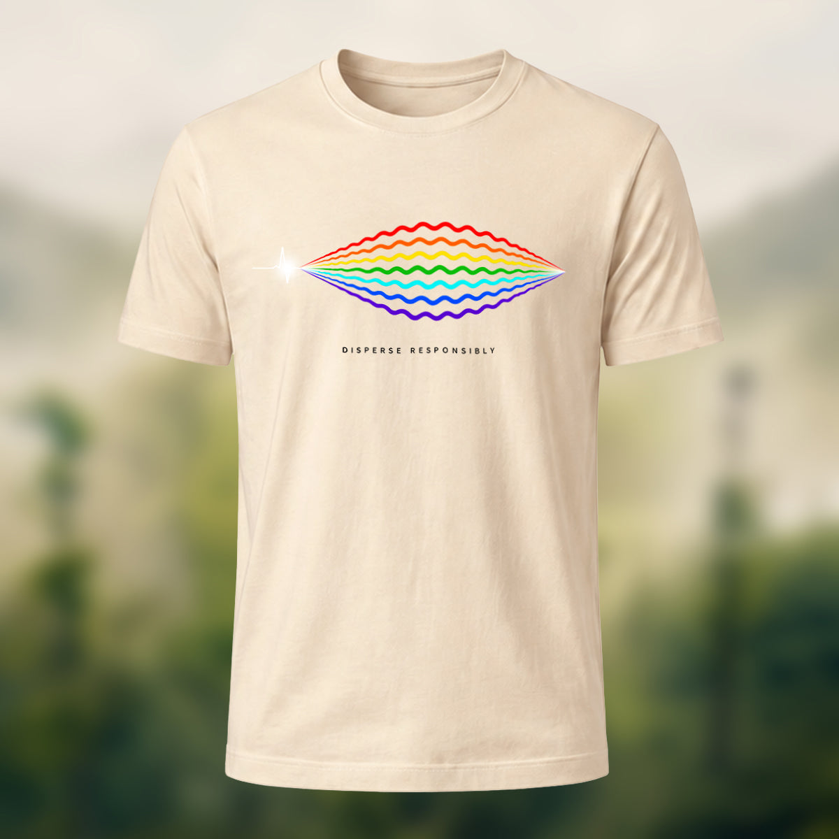 Disperse Wave Print Casual Soft Cotton T-Shirt Beige