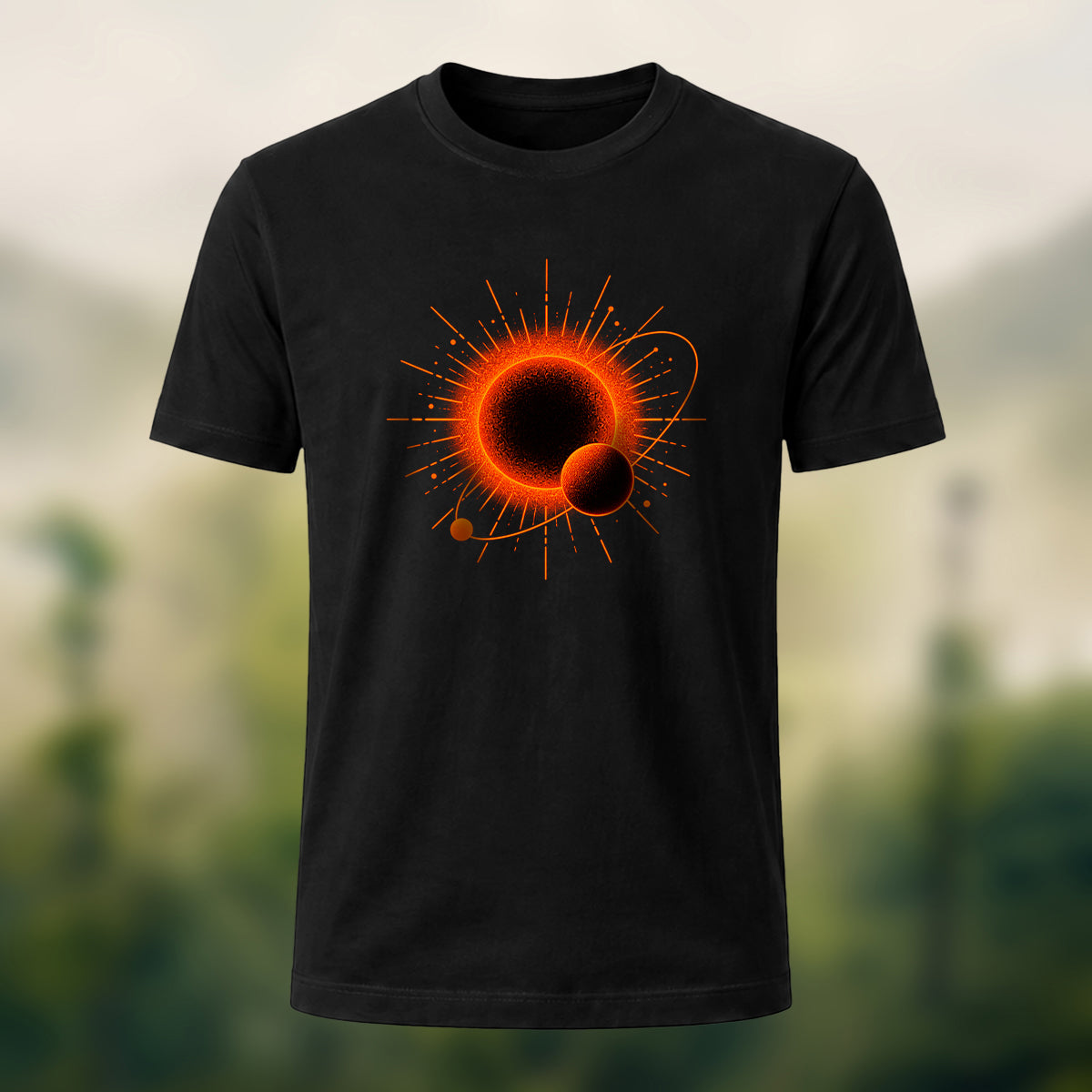 DTG Solar Planet Print Combed Cotton T-Shirt Black