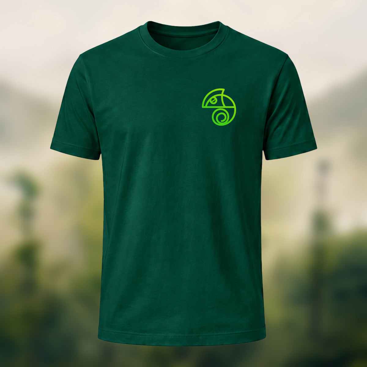 Artistic Abstract Chameleon Soft Cotton T-Shirt Forest Green