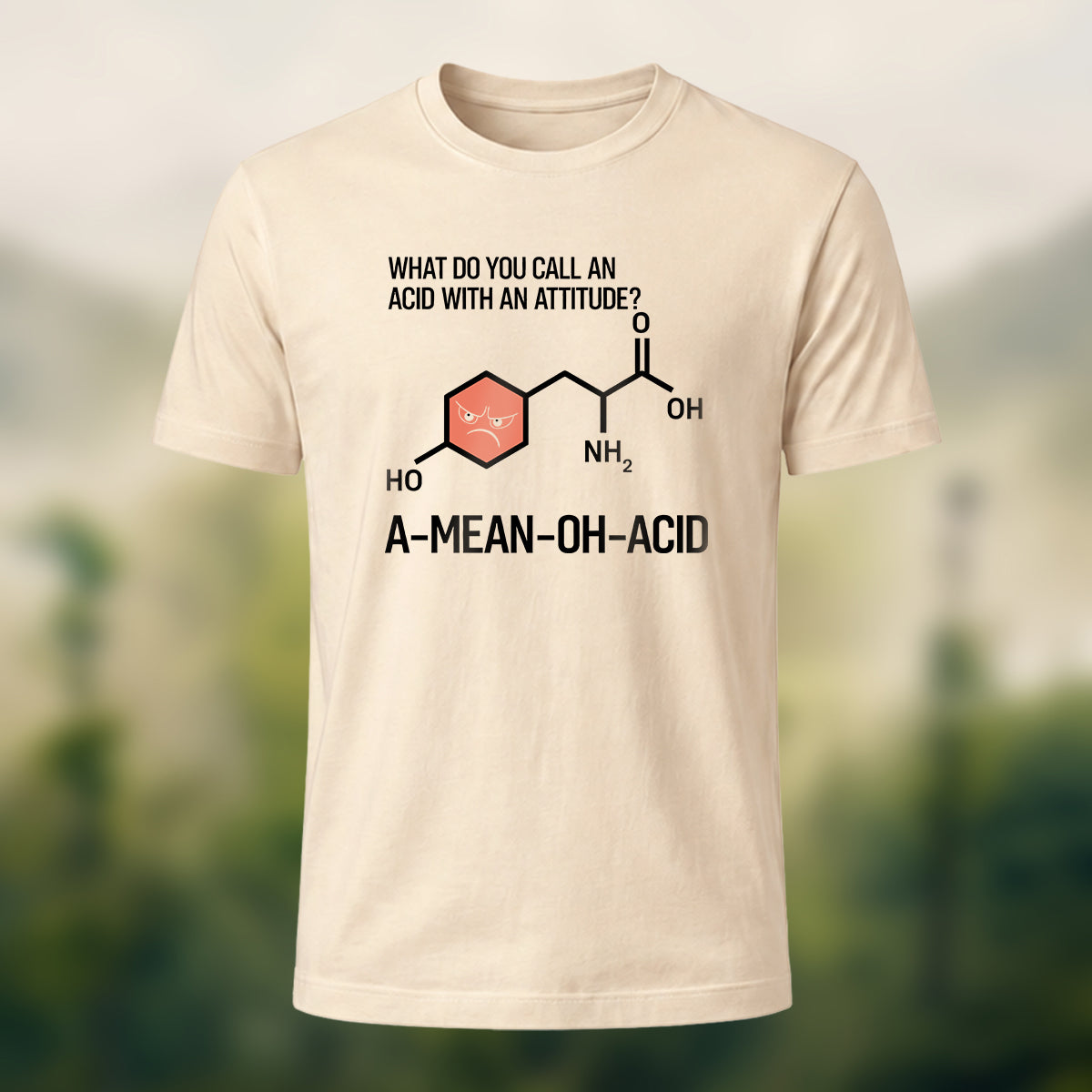 Chemical Reaction Equation Print Soft Cotton T-Shirt Beige