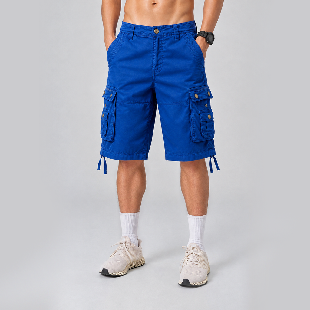 Relaxed Fit Multi-Pocket Cargo Shorts Blue