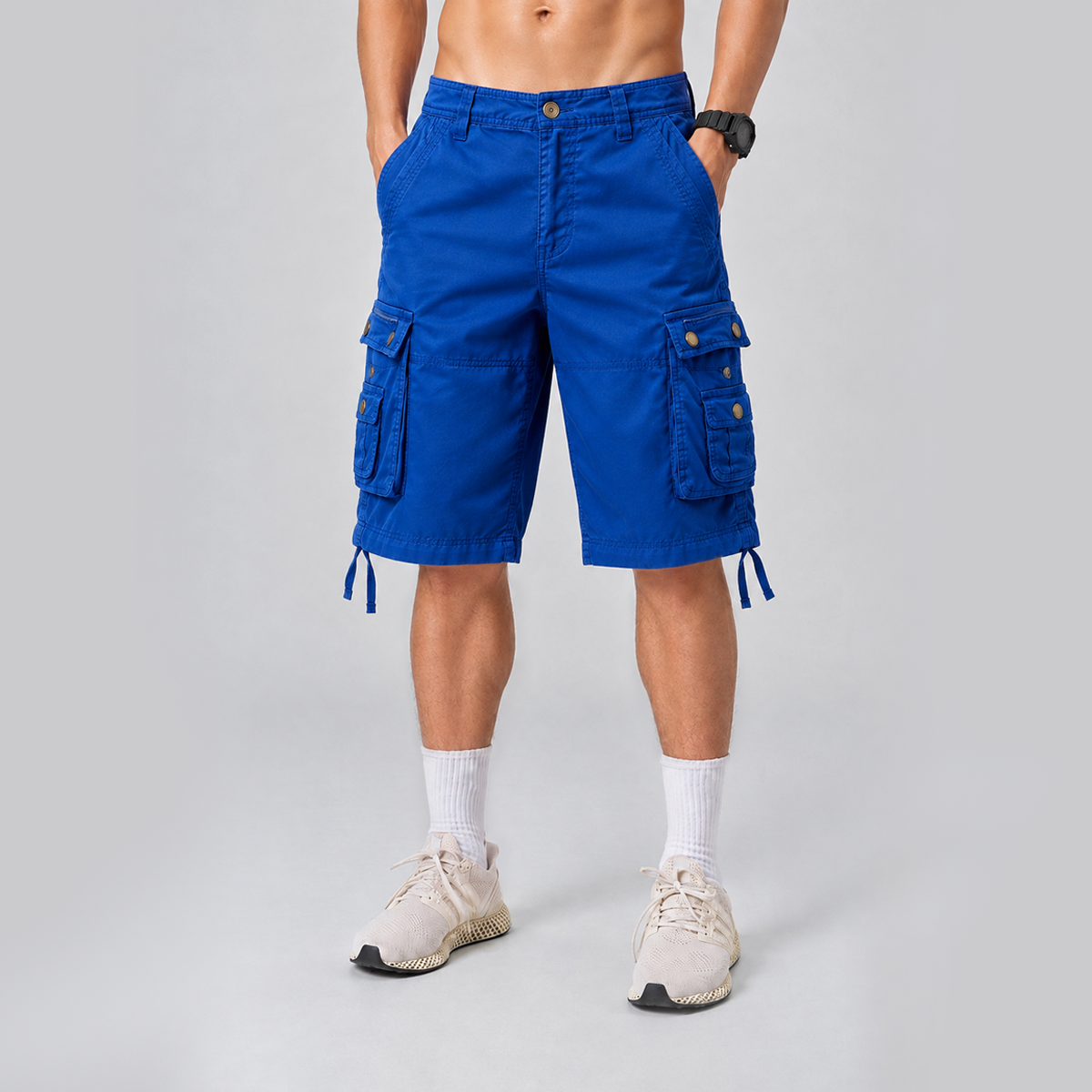 Relaxed Fit Multi-Pocket Cargo Shorts Blue