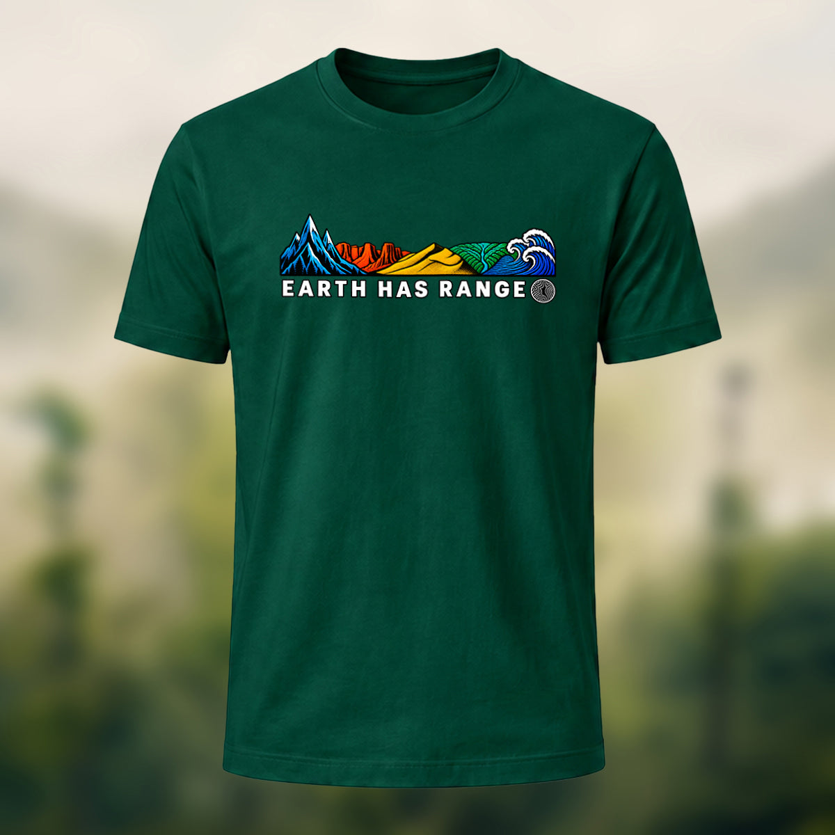Artistic Earth Has Range Scenic Soft Cotton Tee Forest Green