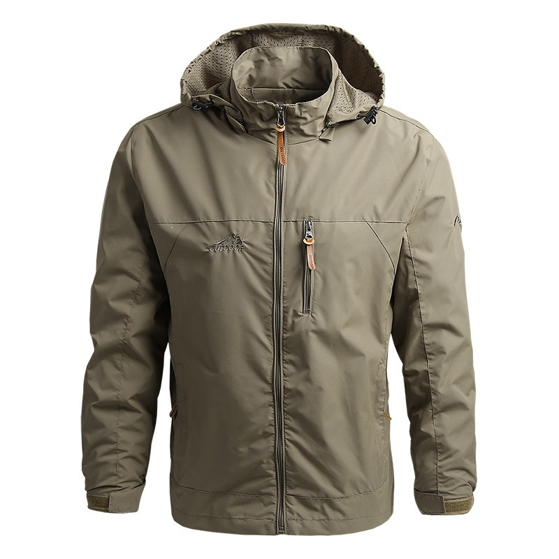 Lightweight Outdoor Windproof Hiking Jacket Khaki