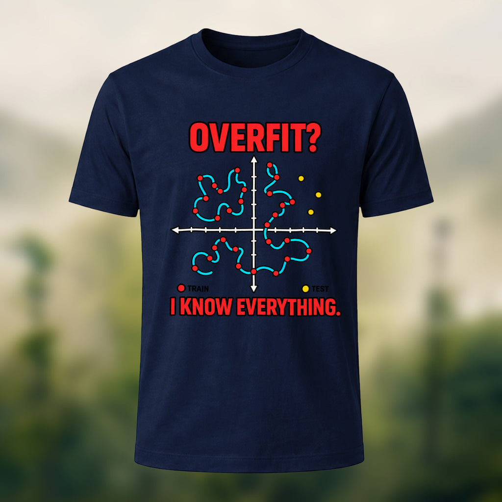 Overfit Print Casual Premium Cotton T-Shirt Navy