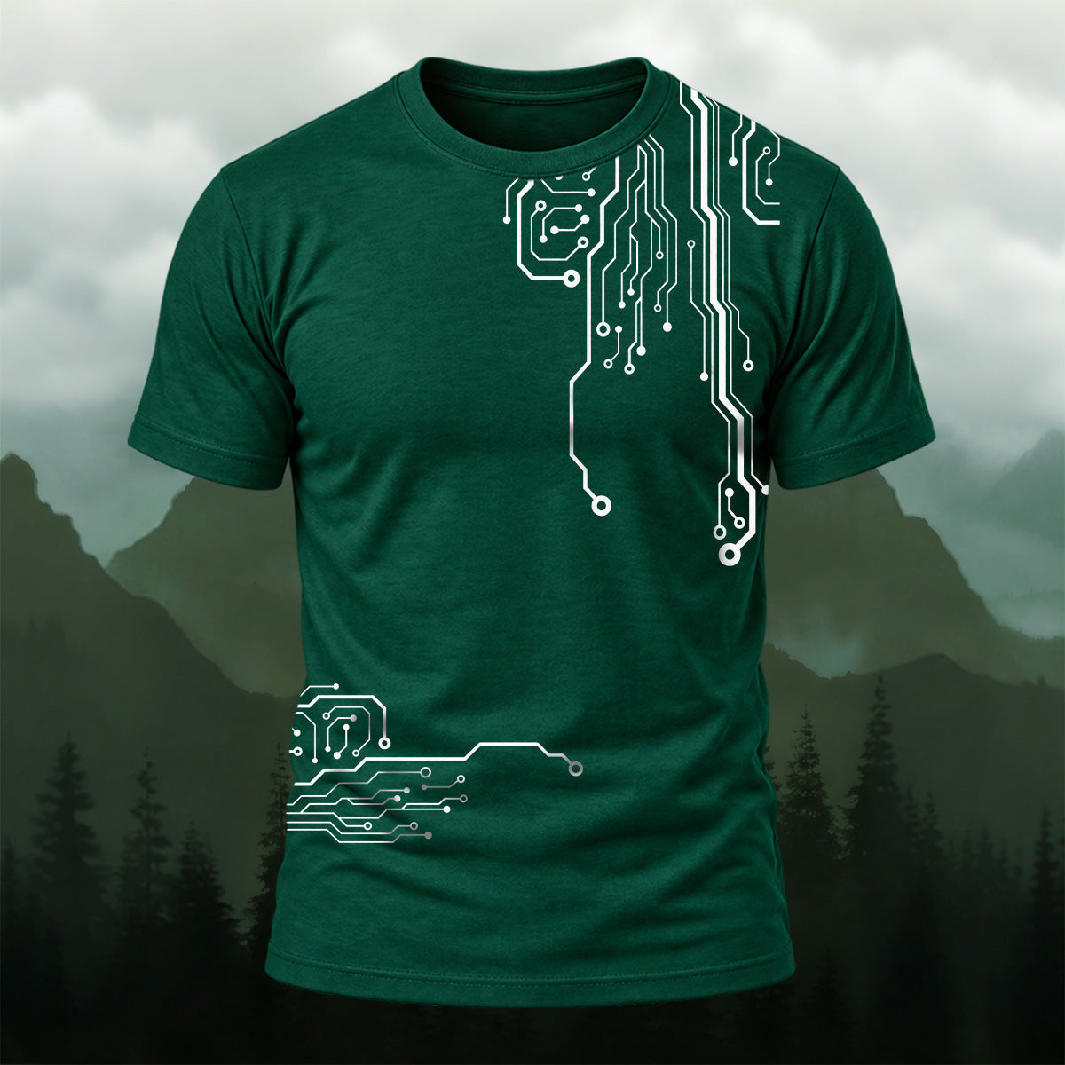 Modern Digital Circuits Casual T-Shirt Forest Green