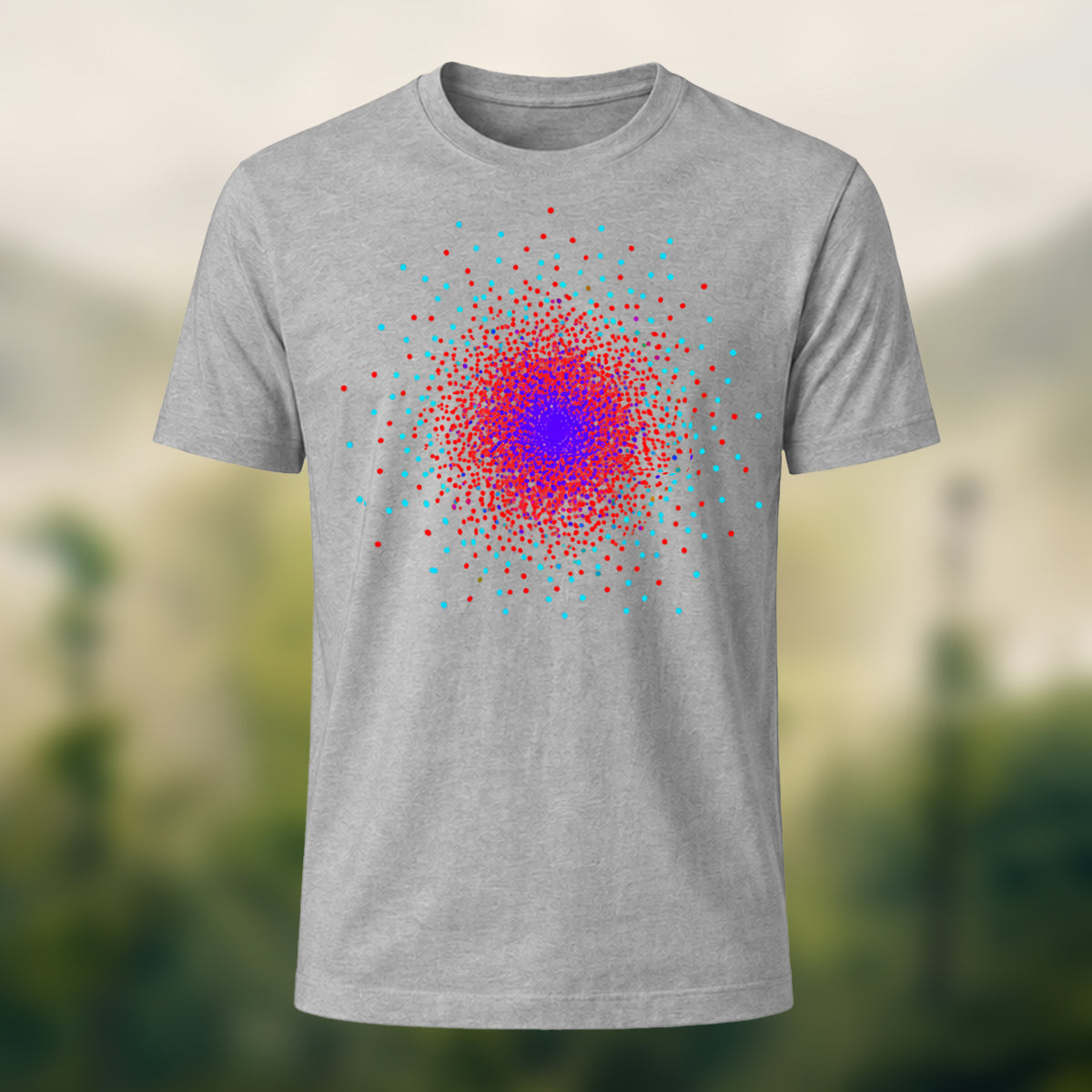 DTG Particle Diffusion Print Casual Premium Cotton T-Shirt Heather Grey