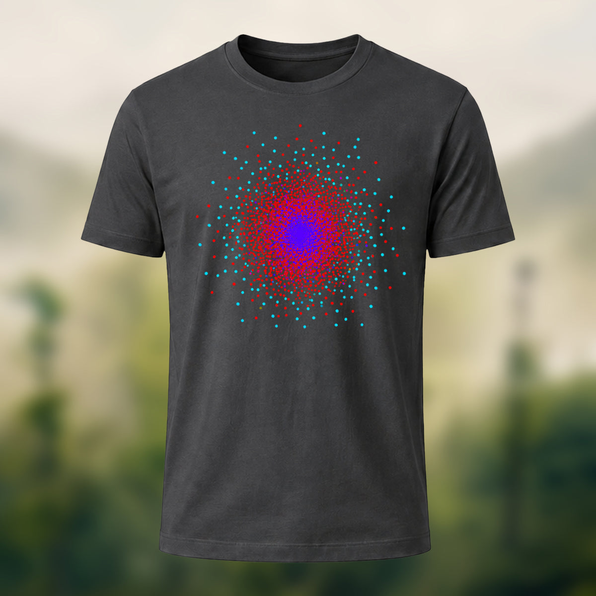 DTG Particle Diffusion Print Casual Premium Cotton T-Shirt Charcoal