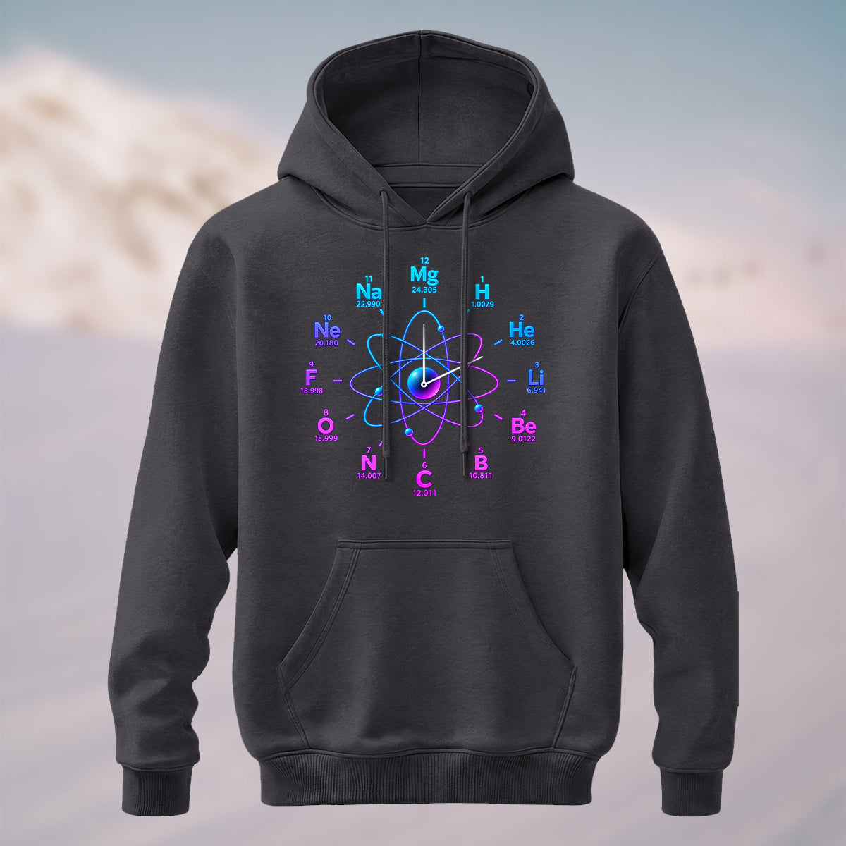 Cotton Made Artistic Chemistry Elements Hoodie Charcoal