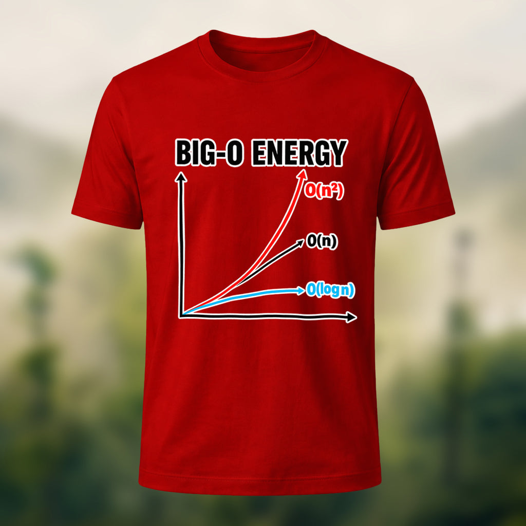 Big-O Energy Print Casual Premium Cotton T-Shirt Red