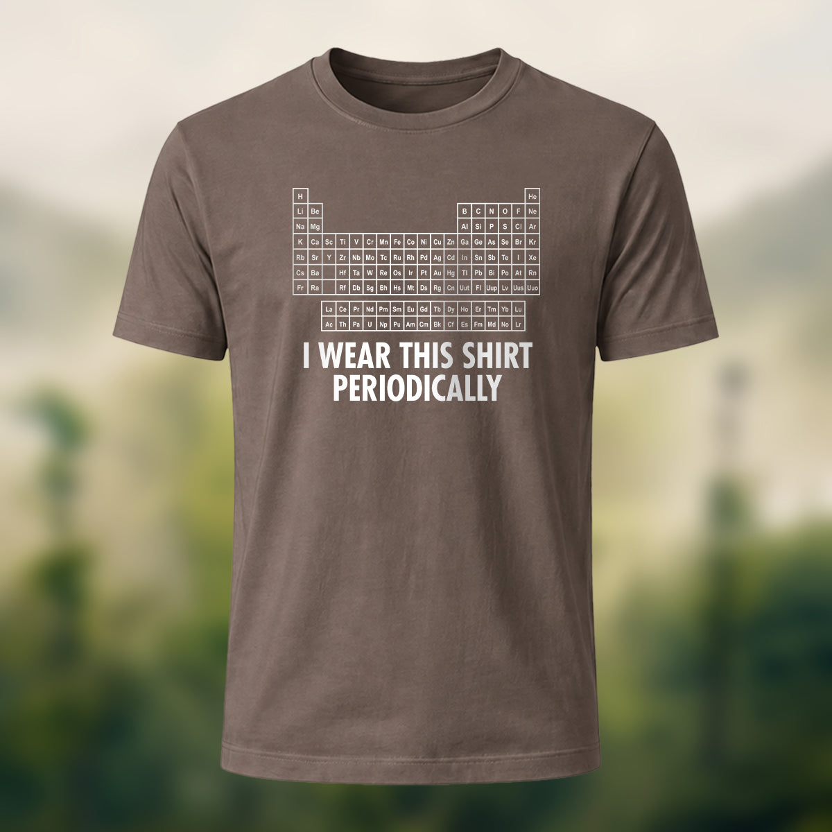 Periodic Table Print Casual Soft Cotton T-Shirt Coffee