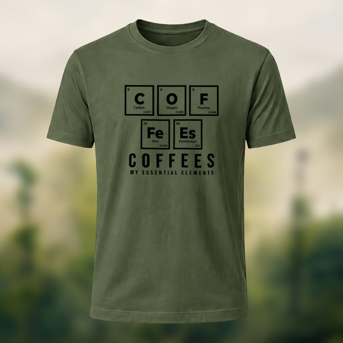 Creative Coffee Elements Soft Cotton T-Shirt Olive Green