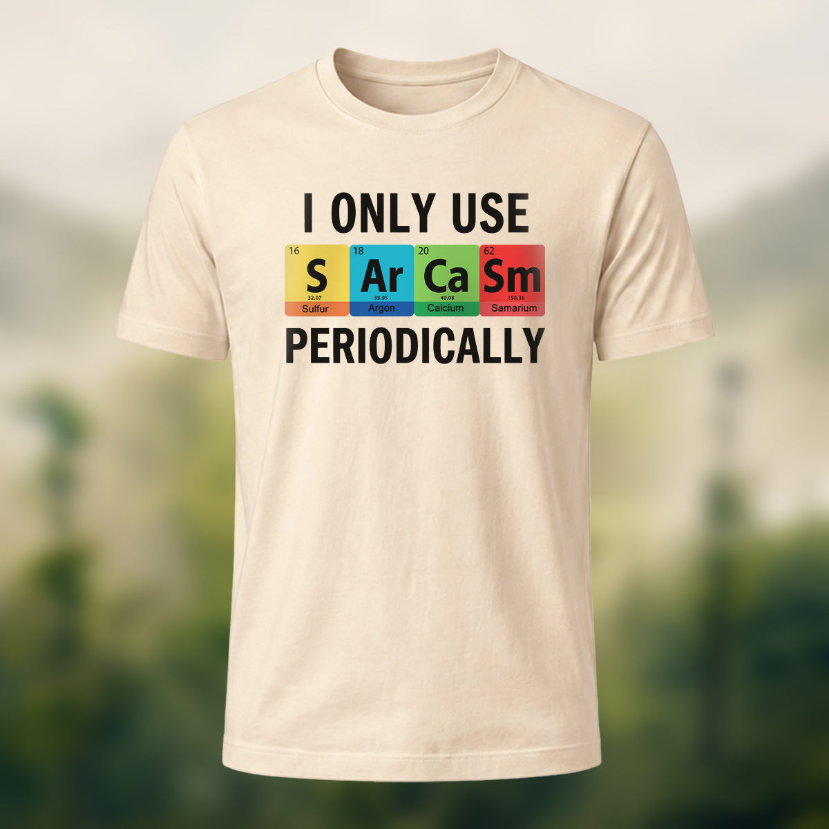 Chemical Element Print Casual Cotton T-Shirt Beige