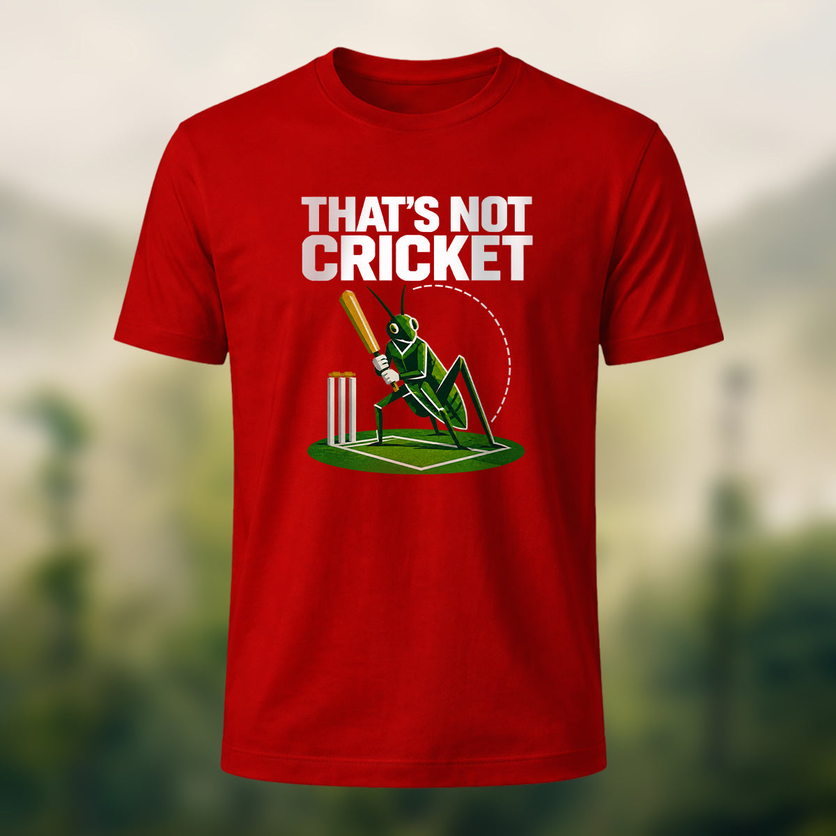 Humorous Cricket Pun Premium Cotton T-Shirt Red