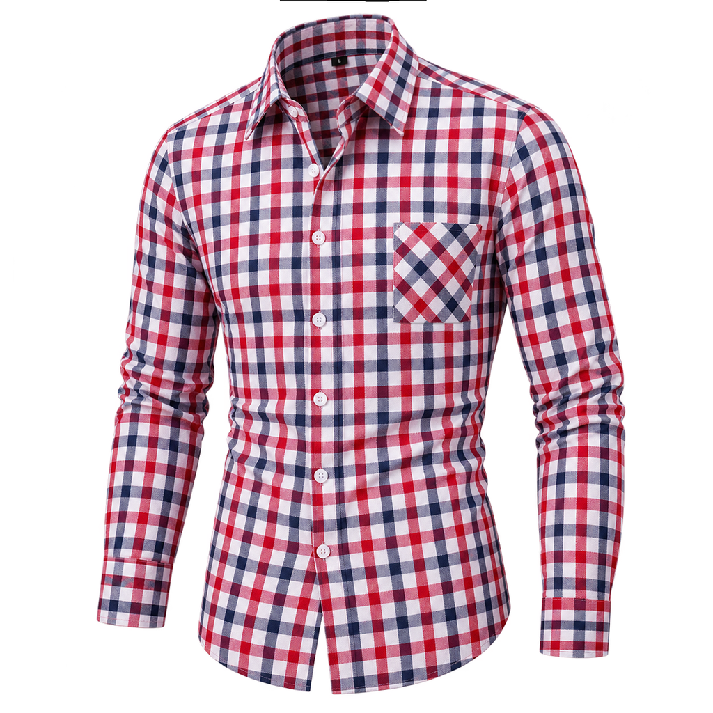 Classic Plaid Premium Cotton Collared Shirt 01