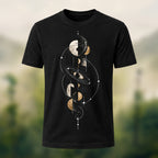 Mystical Geometric Planet Soft Cotton T-Shirt Black