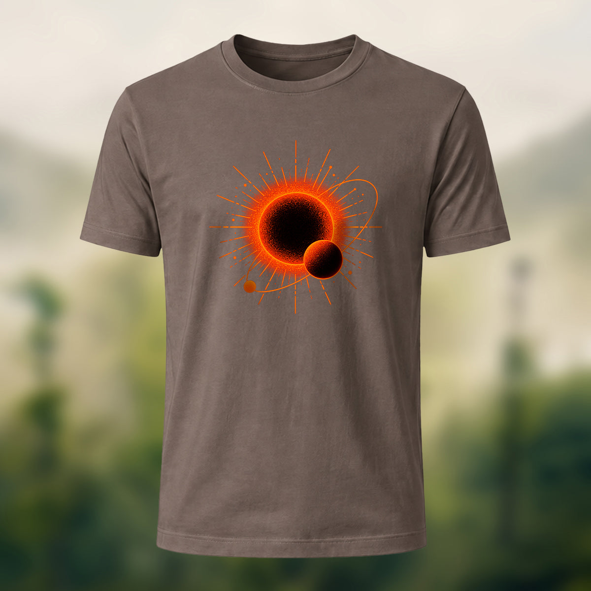 DTG Solar Planet Print Combed Cotton T-Shirt Coffee