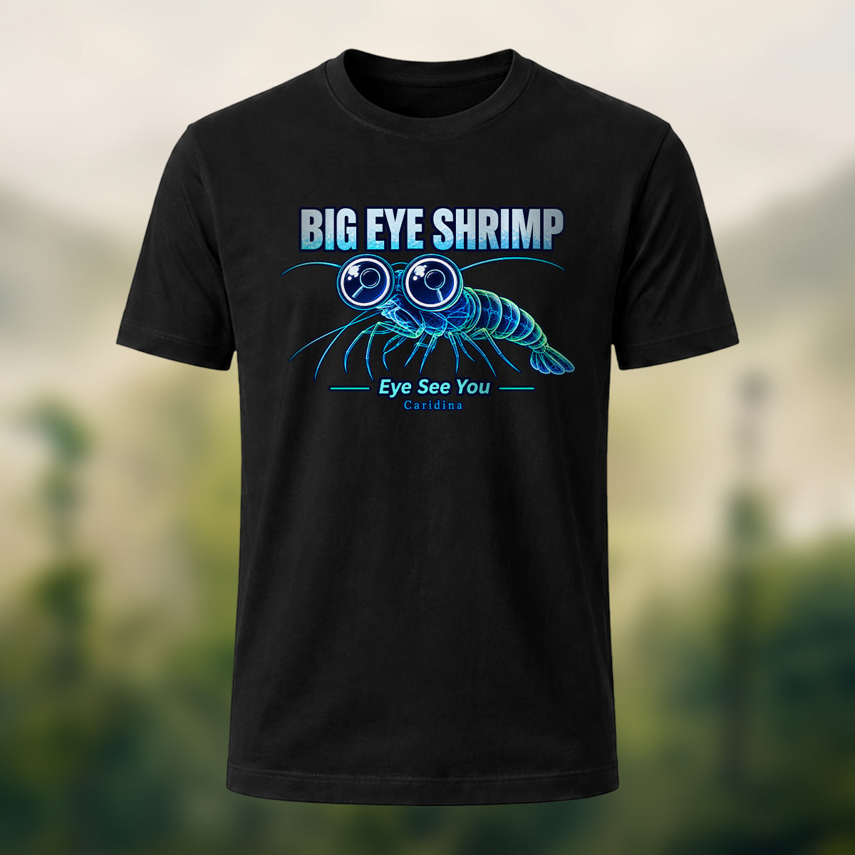 Whimsical Big Eye Shrimp Combed Cotton T-Shirt Black