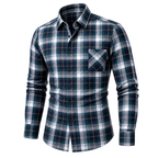 Retro Plaid Soft Cotton Button-Down Shirt 05