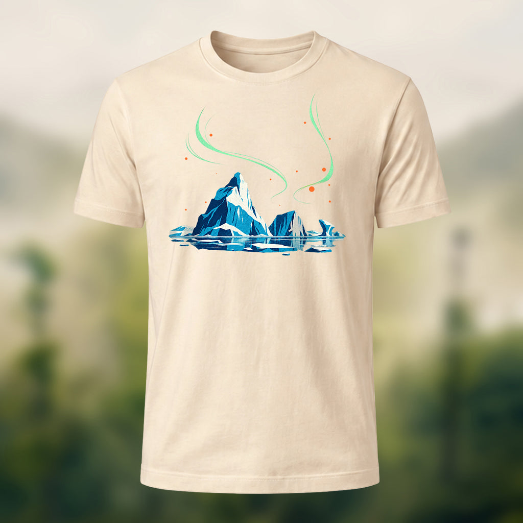 Artistic Aurora Iceberg Combed Cotton T-Shirt Beige