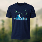 Artistic Aurora Iceberg Combed Cotton T-Shirt Navy