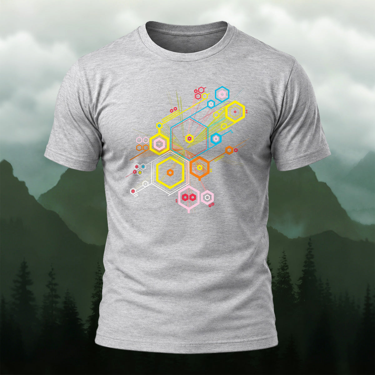 Creative Tech Interface Combed Cotton T-Shirt Heather Grey
