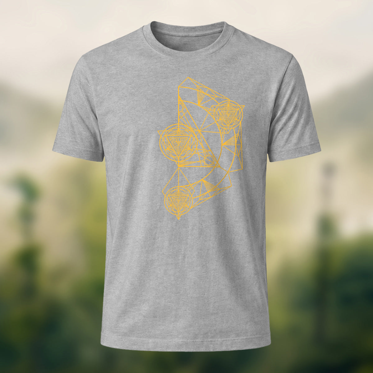 Intricate Abstract Geometric Premium Cotton T-Shirt Heather Grey
