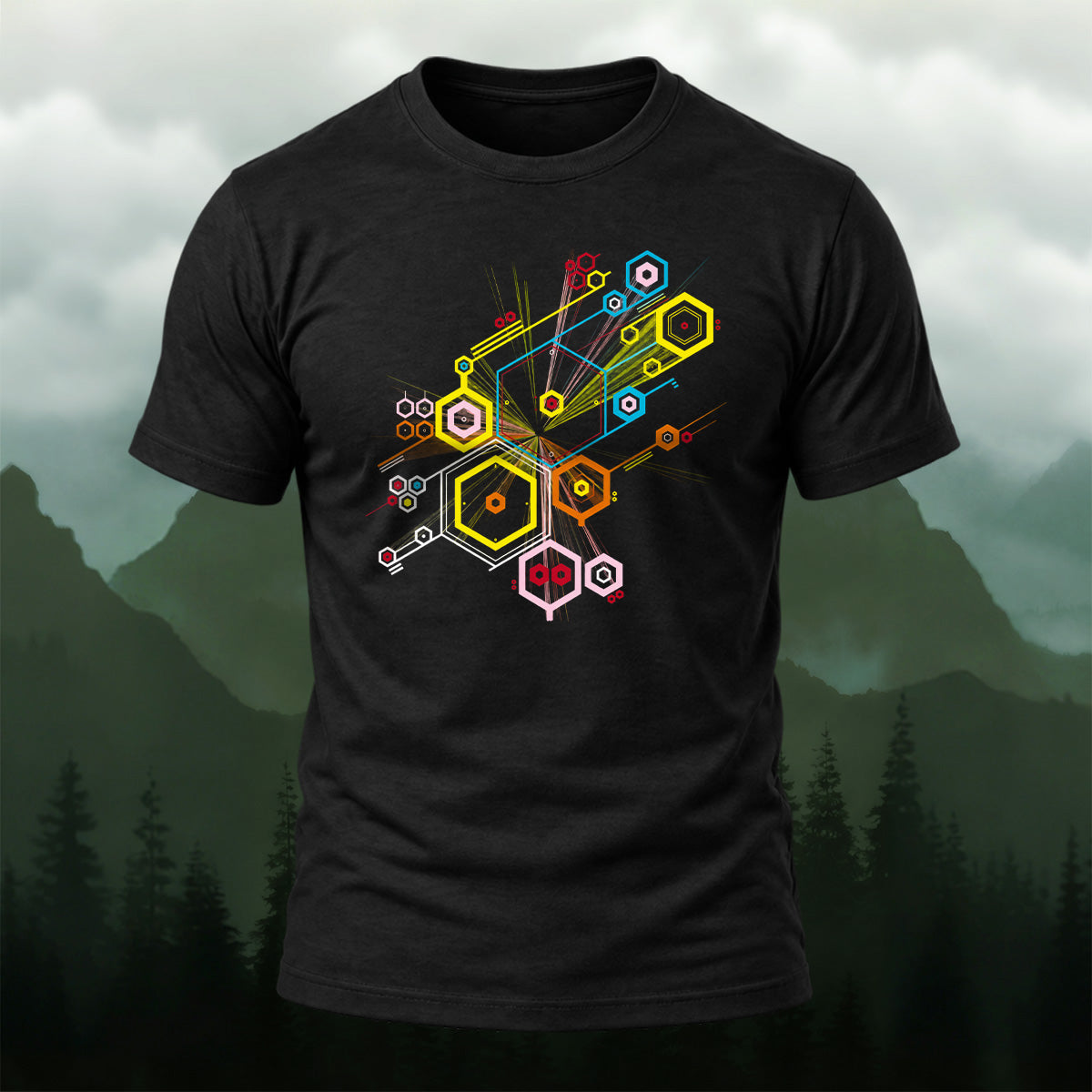 Creative Tech Interface Combed Cotton T-Shirt Black