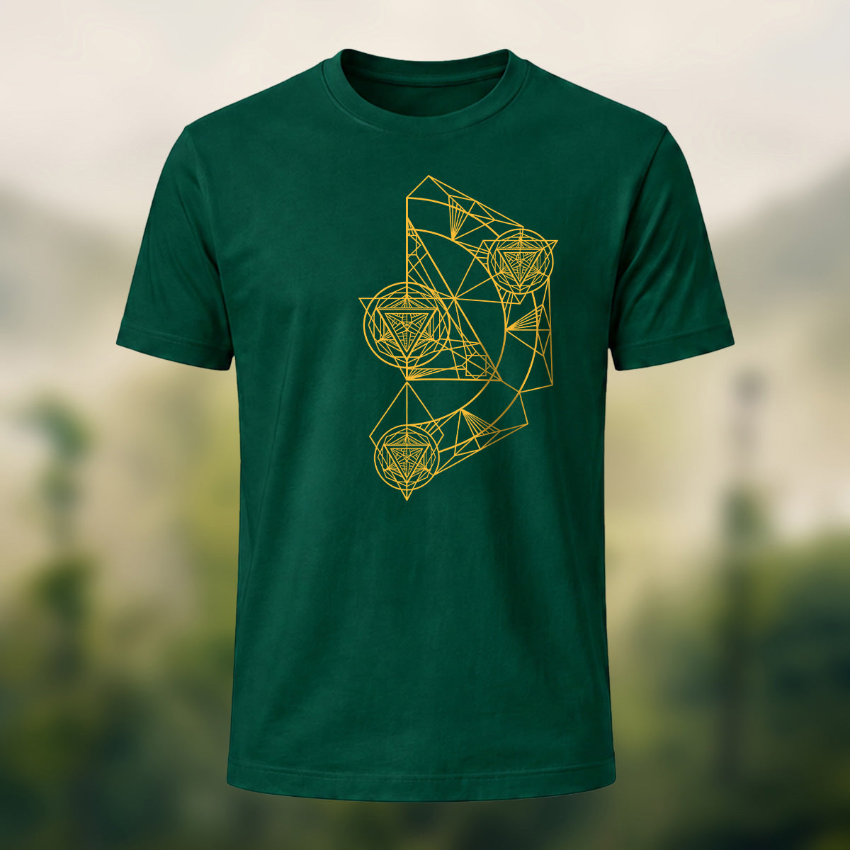 Intricate Abstract Geometric Premium Cotton T-Shirt Forest Green