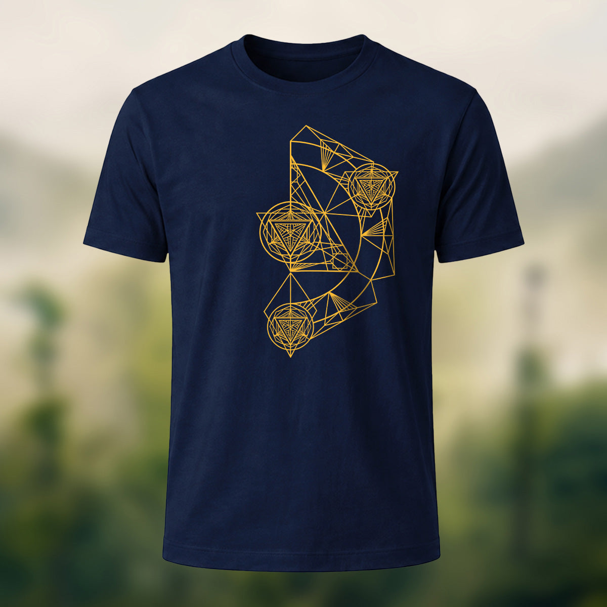 Intricate Abstract Geometric Premium Cotton T-Shirt Navy