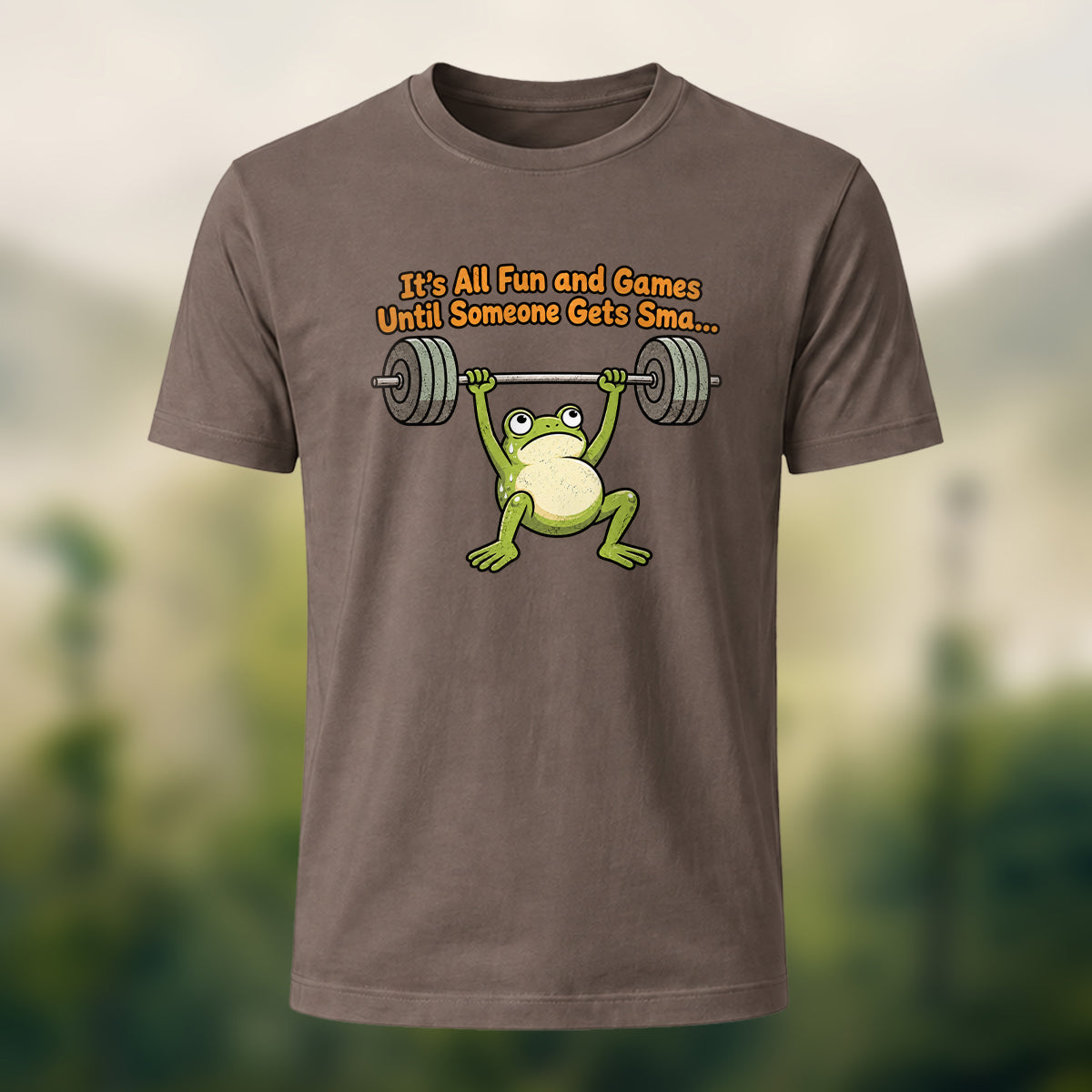 Lighthearted Fitness Frog Soft Cotton T-Shirt Coffee