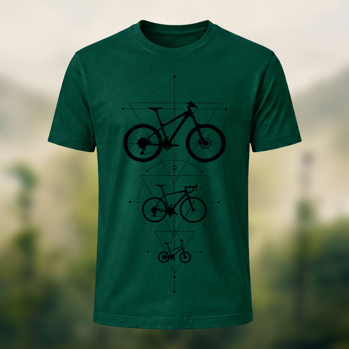 DTG Bicycle Geometry Premium Cotton T-Shirt Forest Green