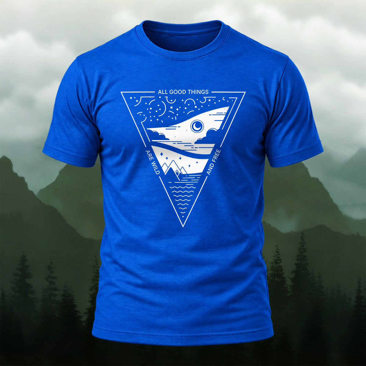 Abstract Shark Premium Cotton T-Shirt Royal Blue