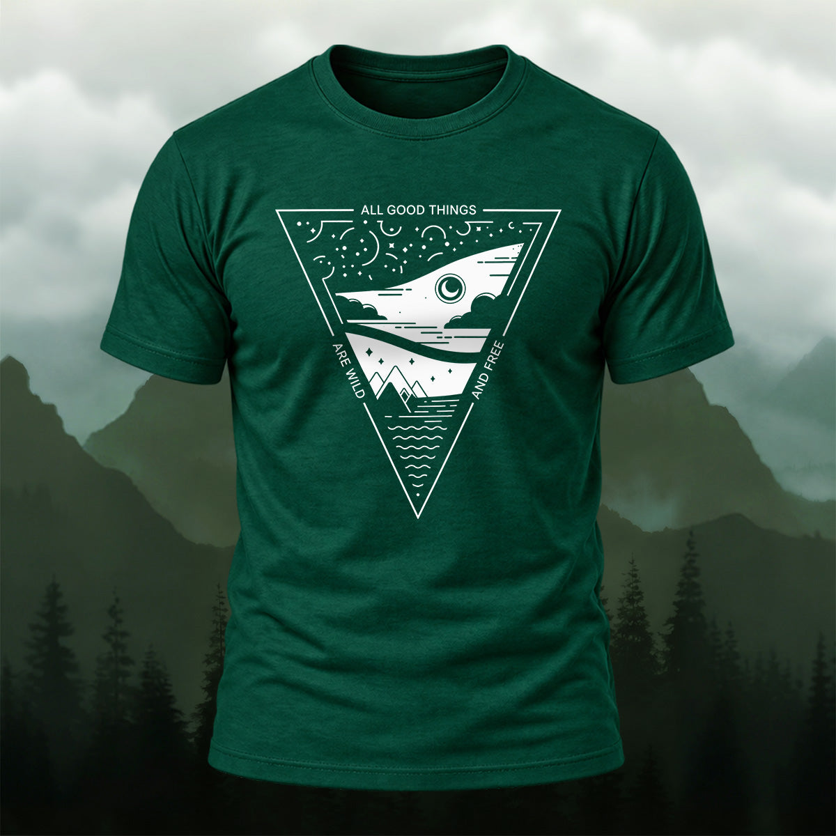 Abstract Shark Premium Cotton T-Shirt Forest Green