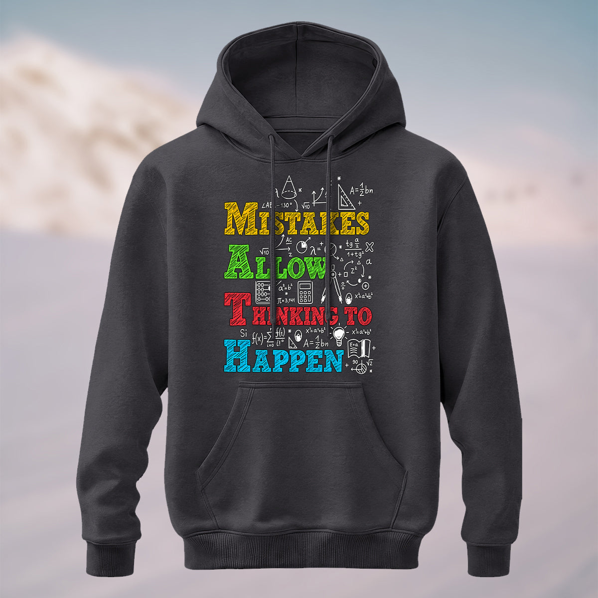 Cotton Made Growth Mindset Math Hoodie Charcoal