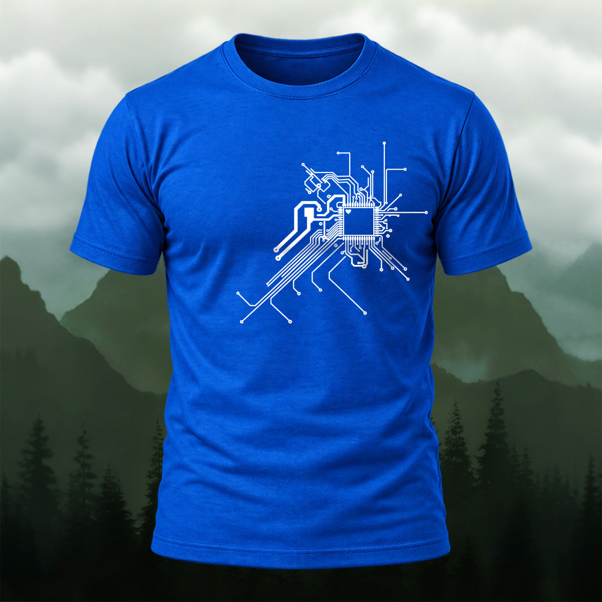 Clean Tech Microchip Soft Cotton T-Shirt Royal Blue