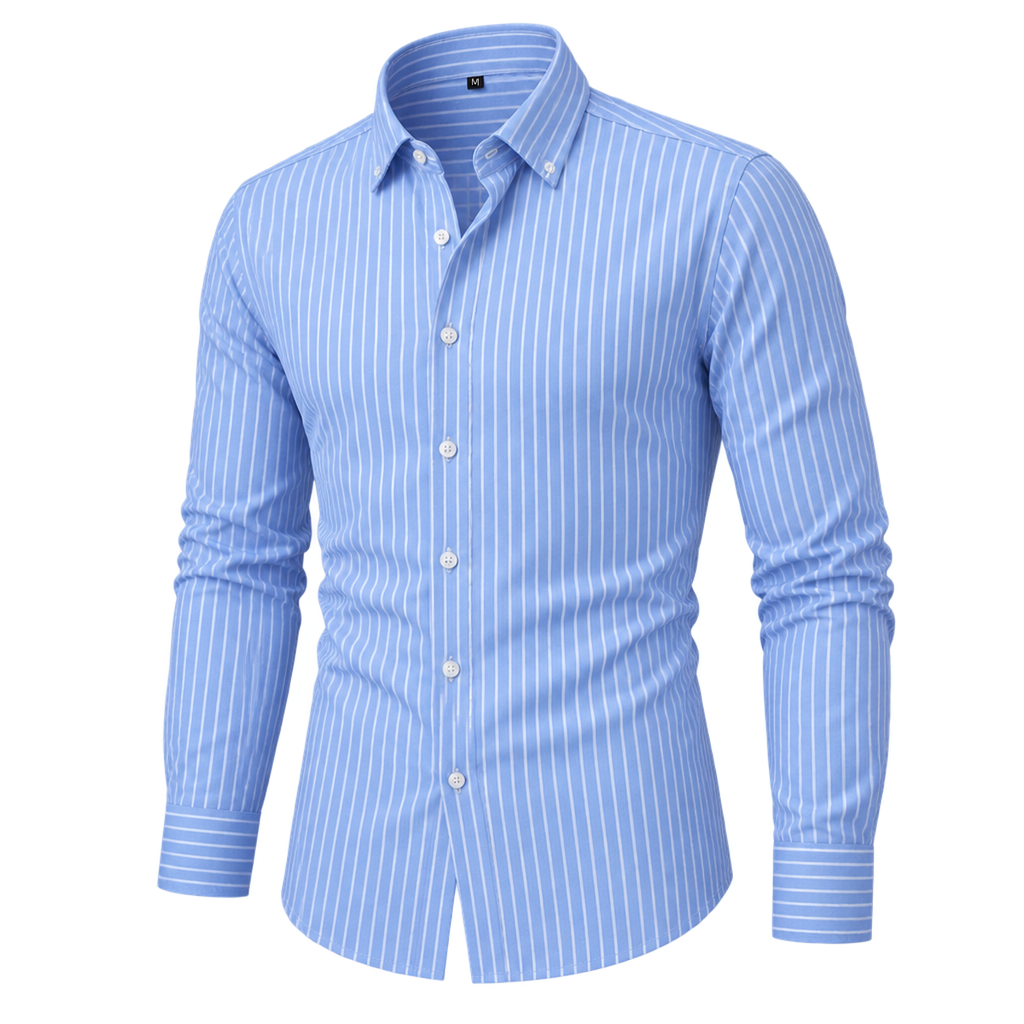 Modern Classic Vertical Striped Button-Down Shirt 04