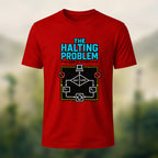 Halting Problem Print Casual Premium Cotton T-Shirt Red