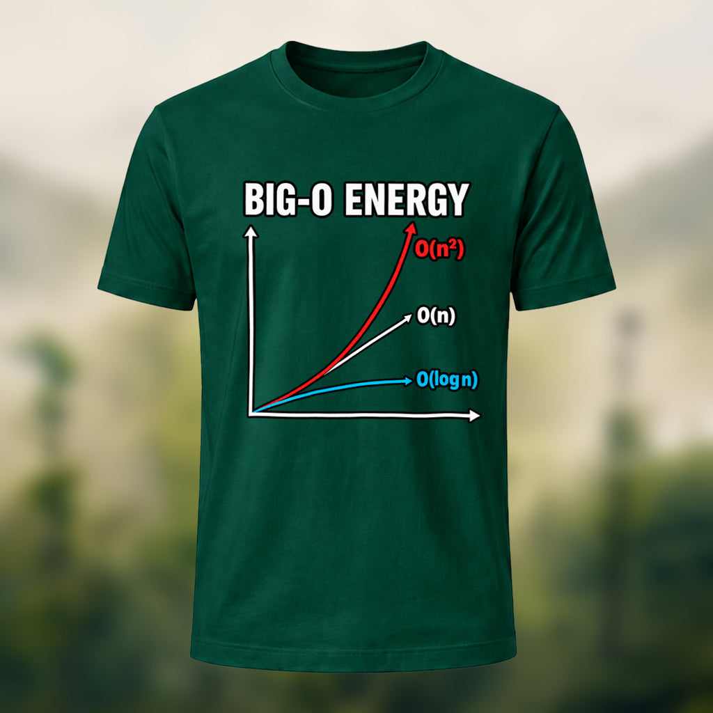 Big-O Energy Print Casual Premium Cotton T-Shirt Forest Green
