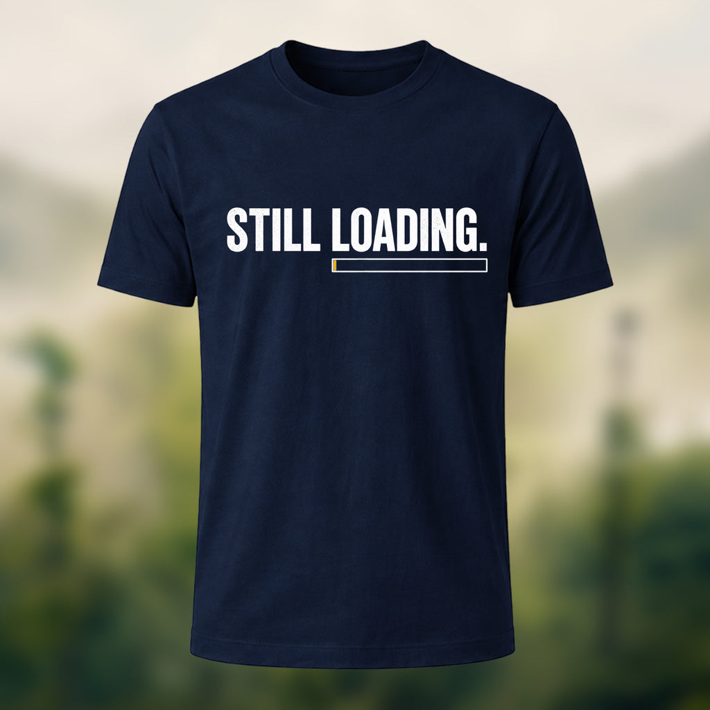 Minimal Loading Statement Premium Cotton T-Shirt Navy