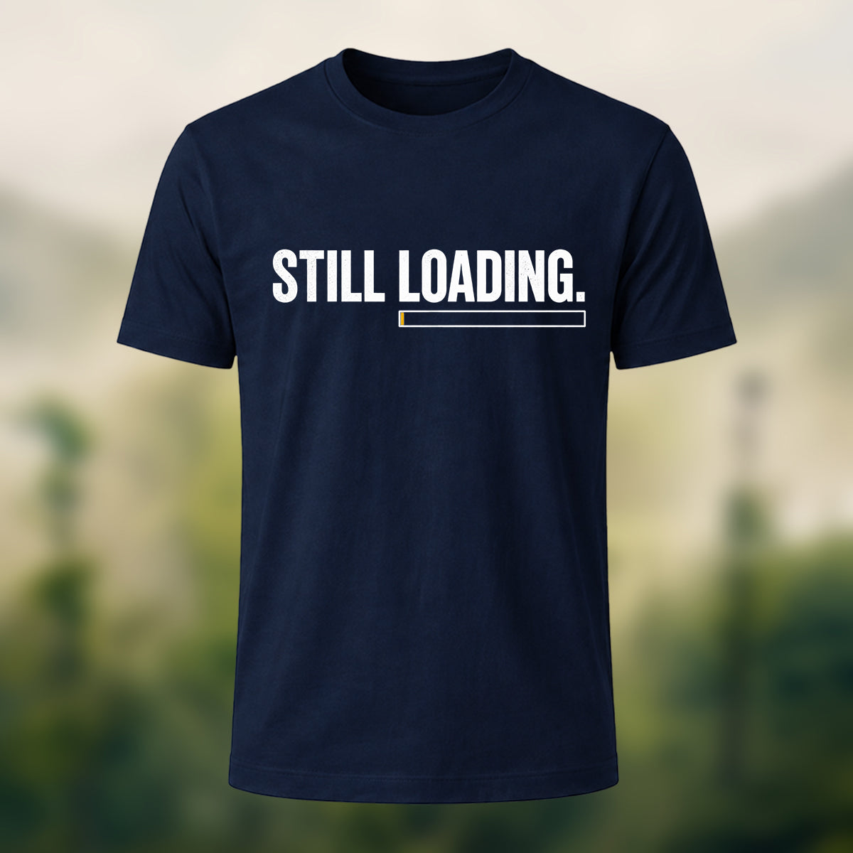 Minimal Loading Statement Premium Cotton T-Shirt Navy