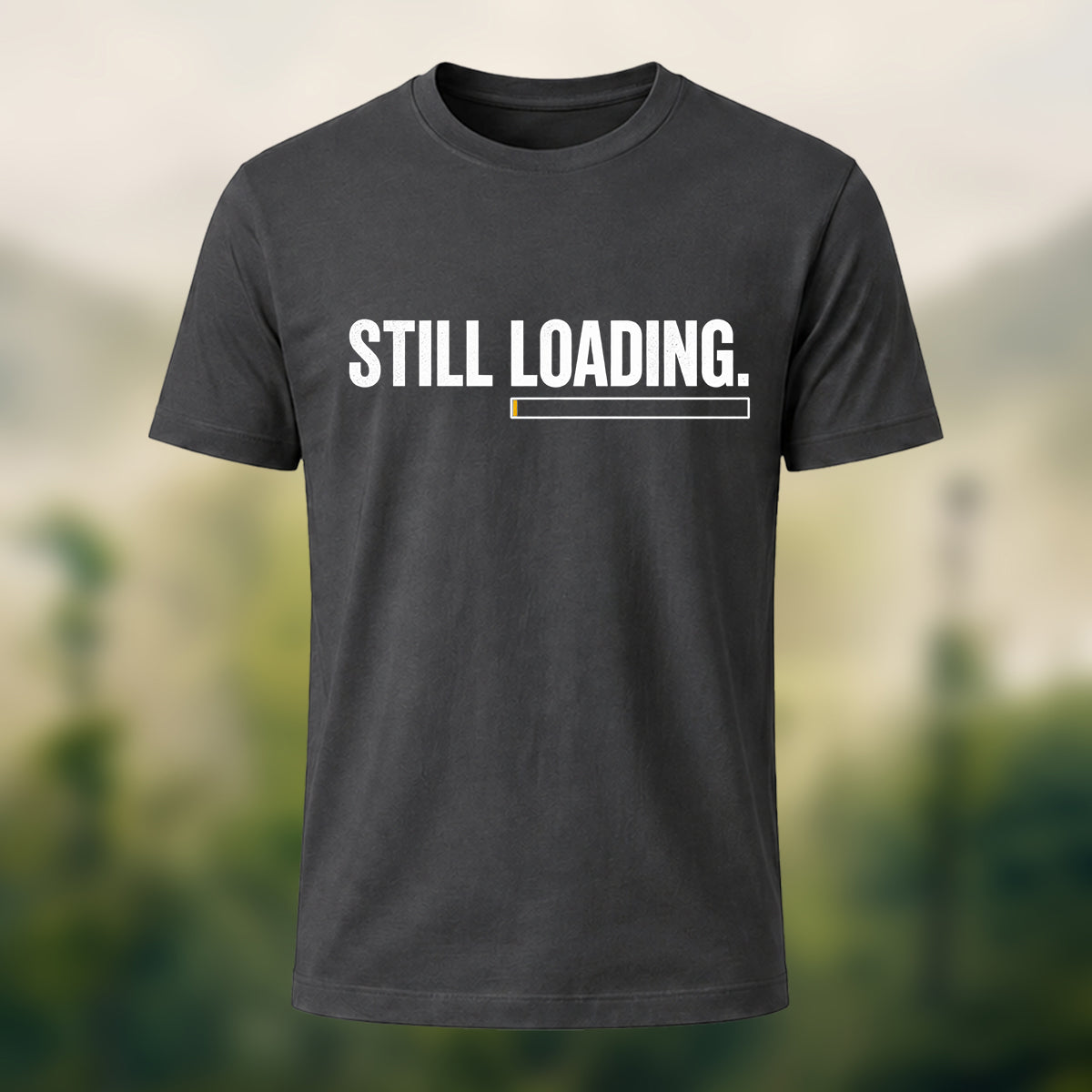 Minimal Loading Statement Premium Cotton T-Shirt Charcoal