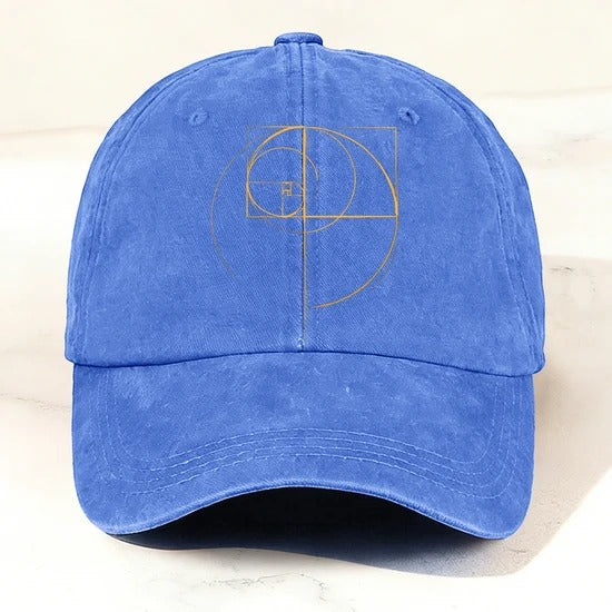 Minimal Geometric Golden Ratio Baseball Cap Blue