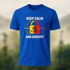 Keep Calm And Encrypt Print Casual Cotton T-Shirt Royal Blue