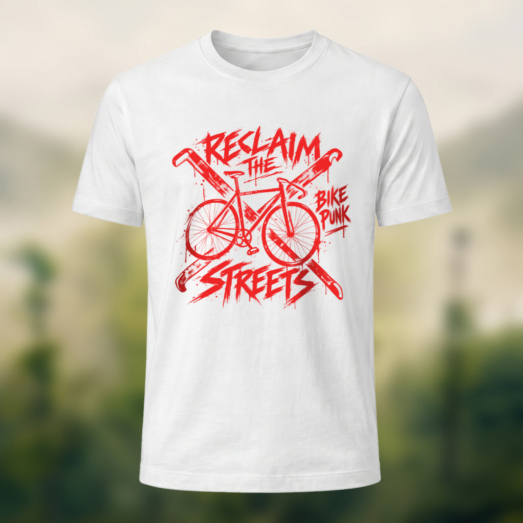Vintage Punk Cycling Combed Cotton T-Shirt White