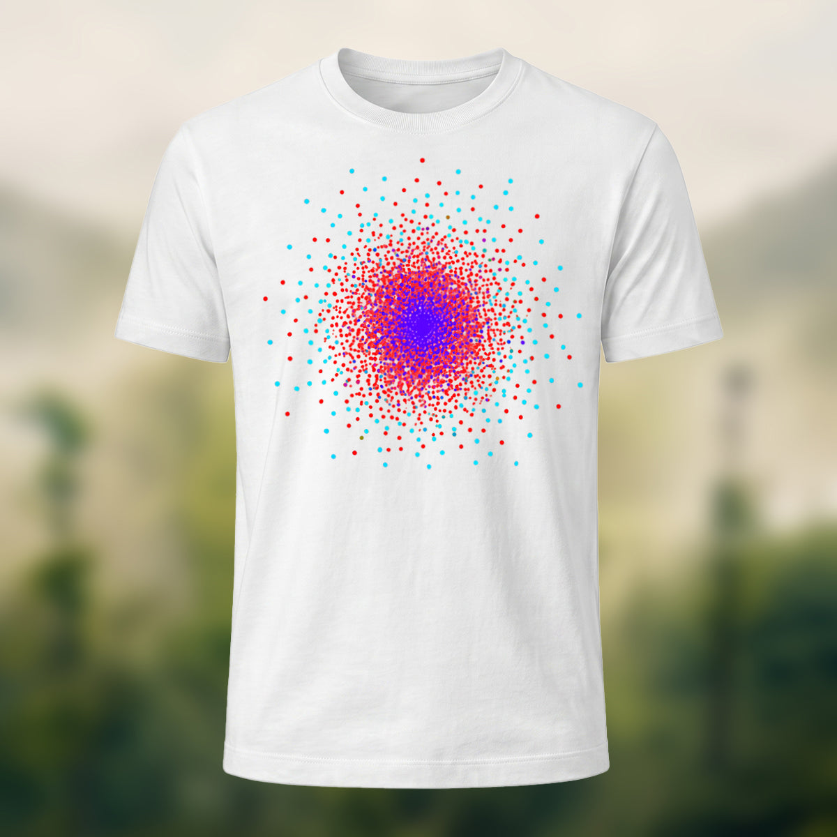 DTG Particle Diffusion Print Casual Premium Cotton T-Shirt White