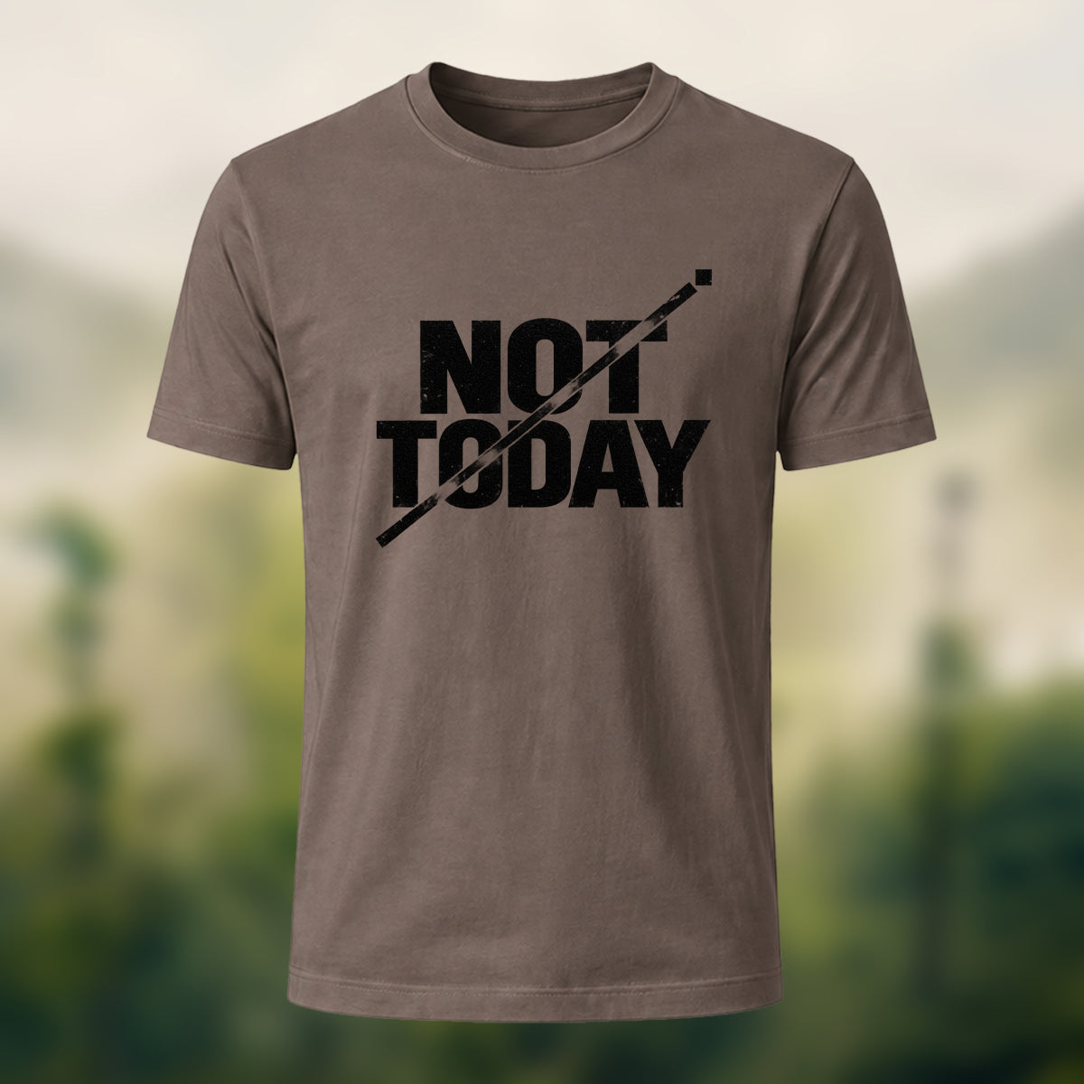 Off Duty Statement Soft Cotton T-Shirt Coffee