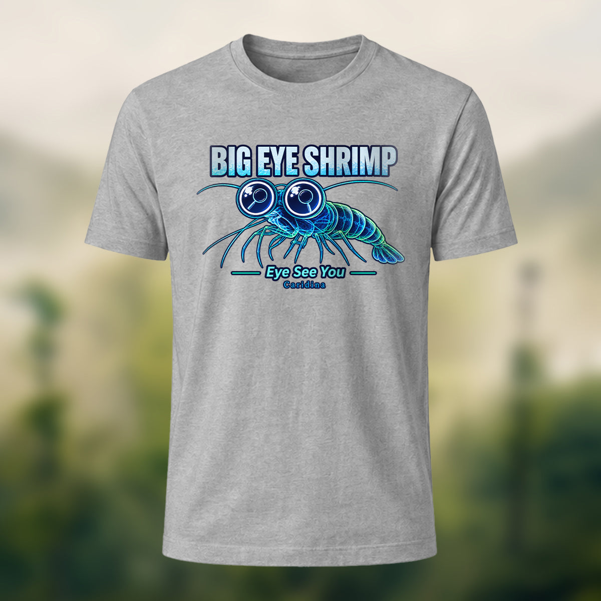 Whimsical Big Eye Shrimp Combed Cotton T-Shirt Heather Grey