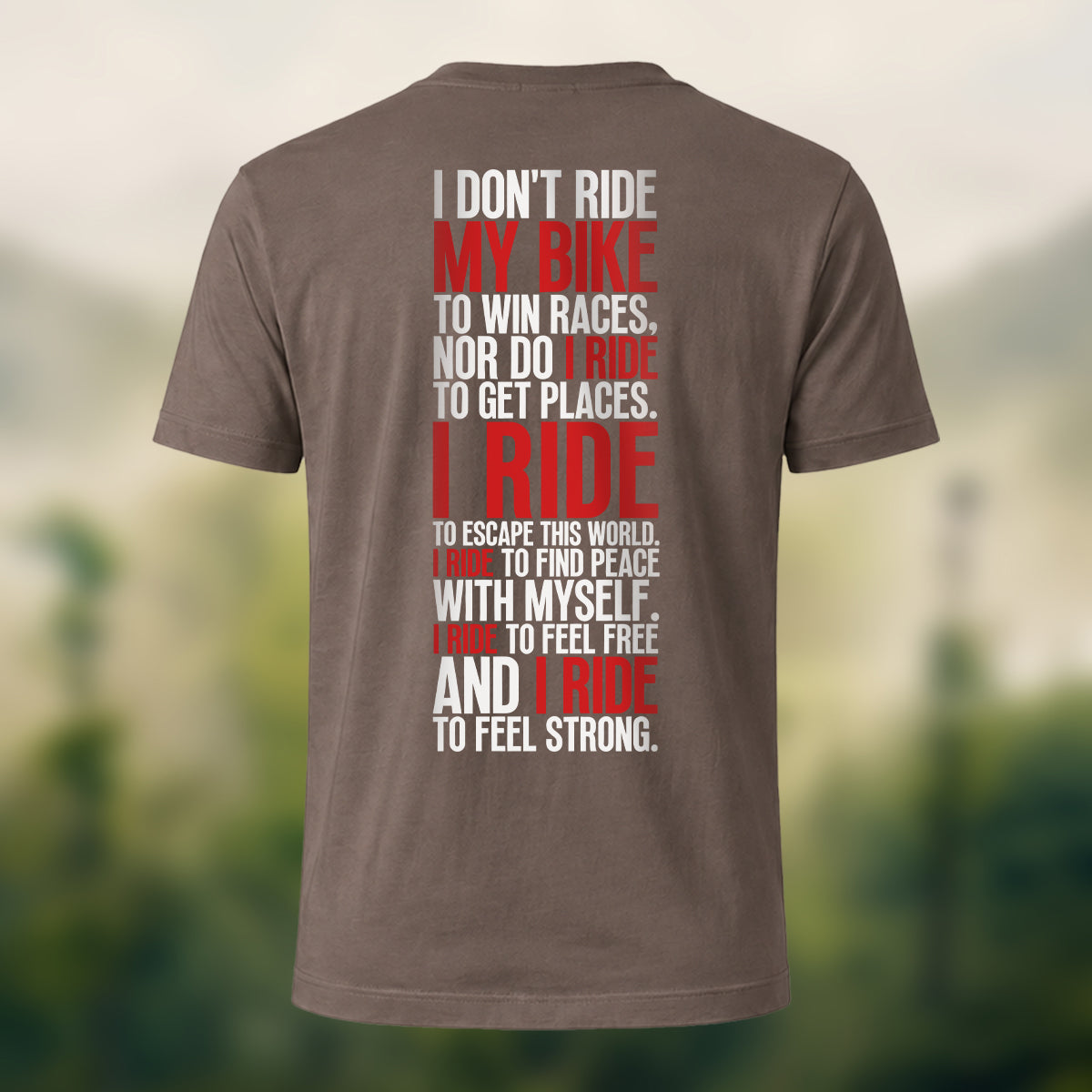 Cycling Spirit Printed Casual Cotton T-Shirt Coffee