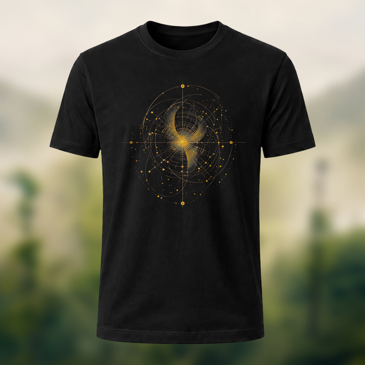 Mysticism Star Chart Casual Cotton T-Shirt Black